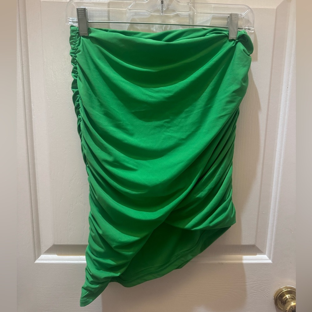 Dolan Vibrant Green Ruched Midi Skirt